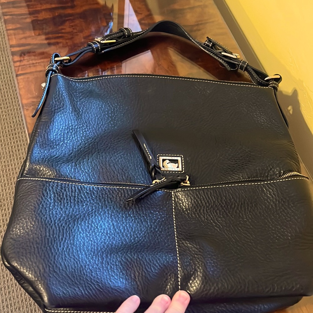 Vintage Dooney & Bourke Black Hobo Shoulder Bag.
